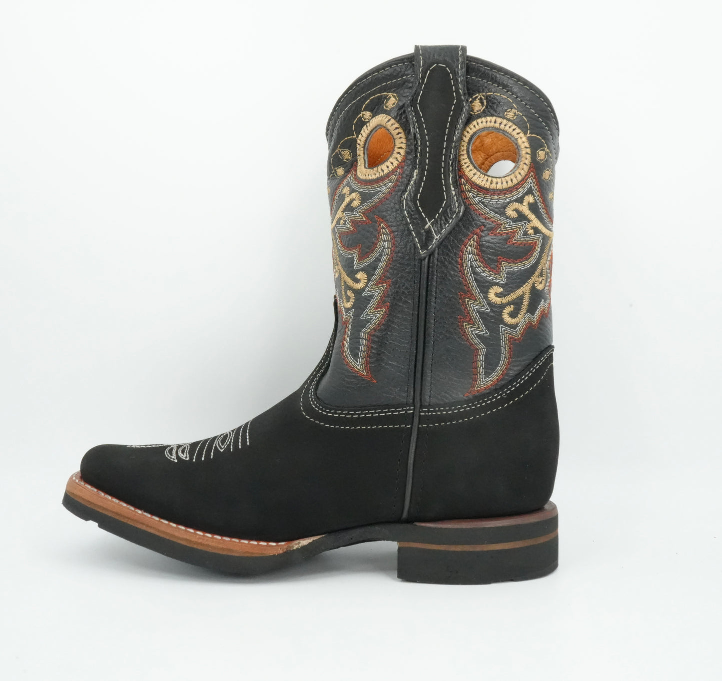 La Sierra Jr’s Nobuck Black Square Toe Boot