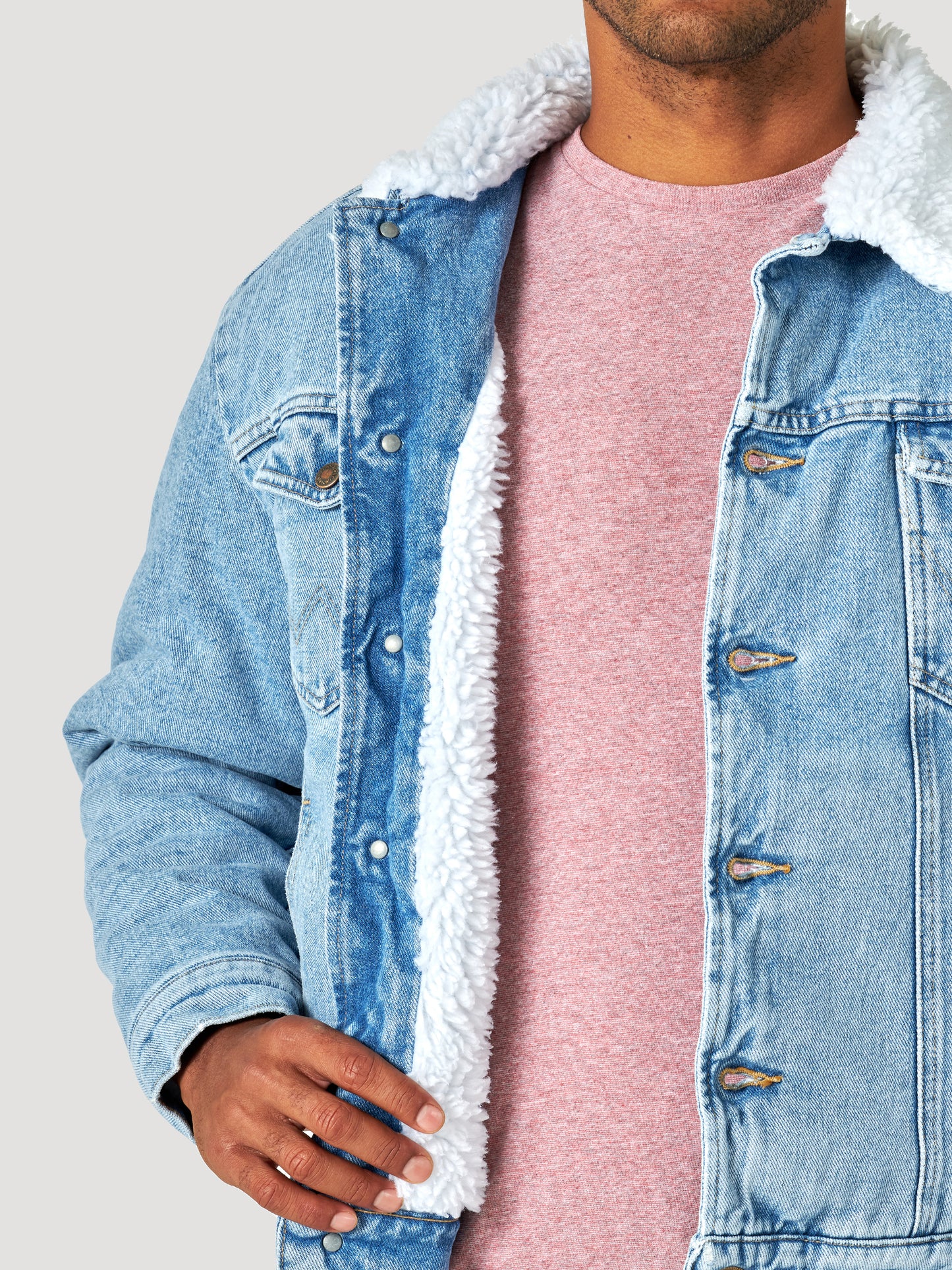 Wrangler Light Denim Western Sherpa Jacket