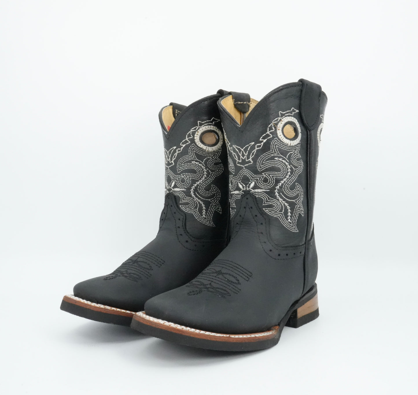 Quincy Kid's Crazy Black Square Toe Boot