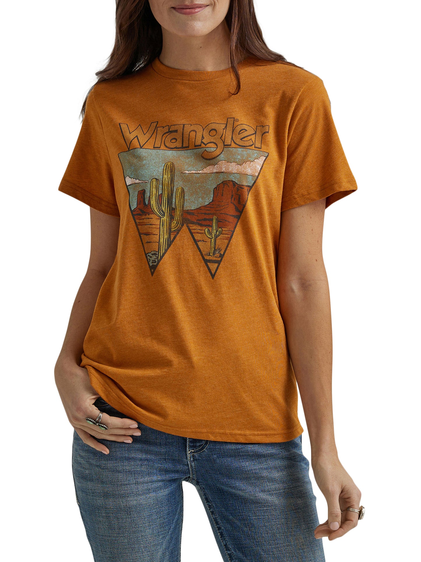 Wrangler Women's Logo Southwestern Short Sleeve Curry Tee