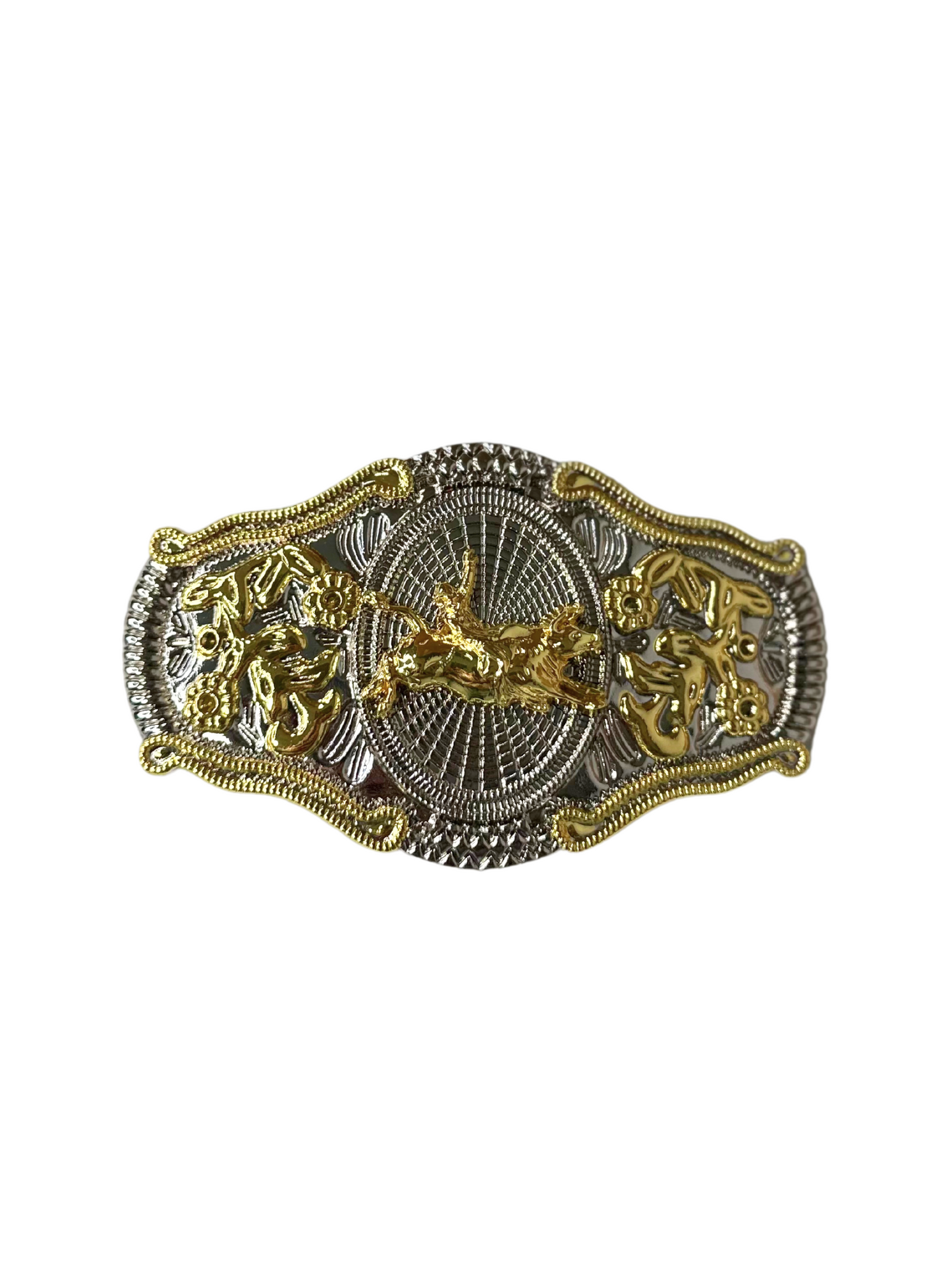Bull Rider Buckle - Silver/Gold
