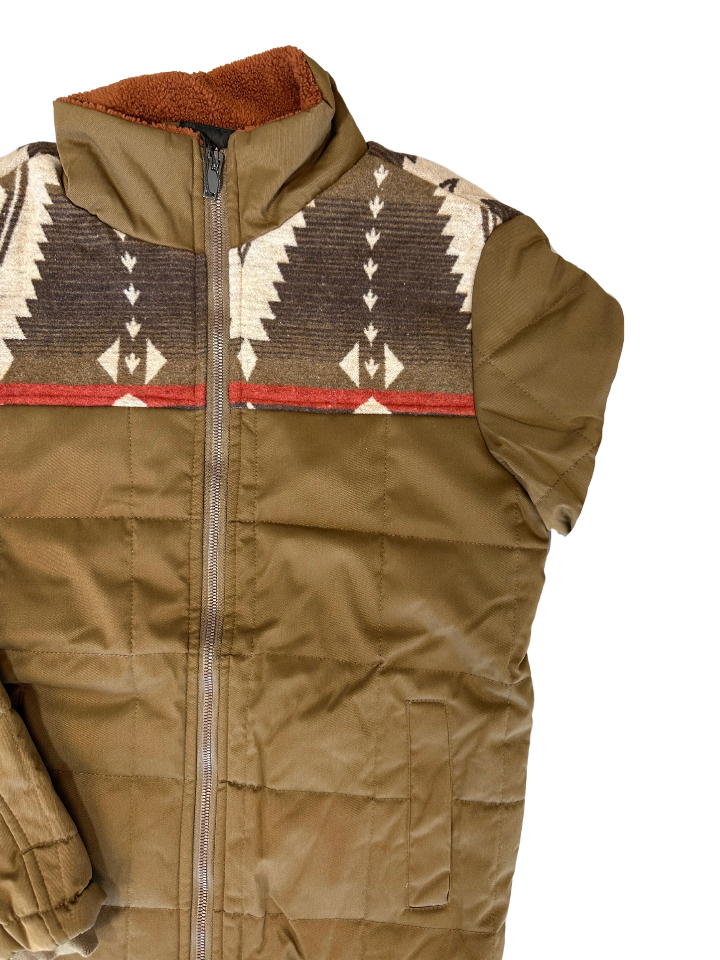 Lamasini Brown Tribal Puffer Jacket