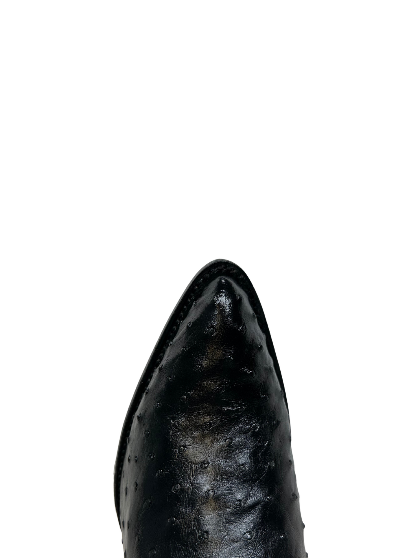 Los Altos Black Genuine Ostrich J Toe Boot