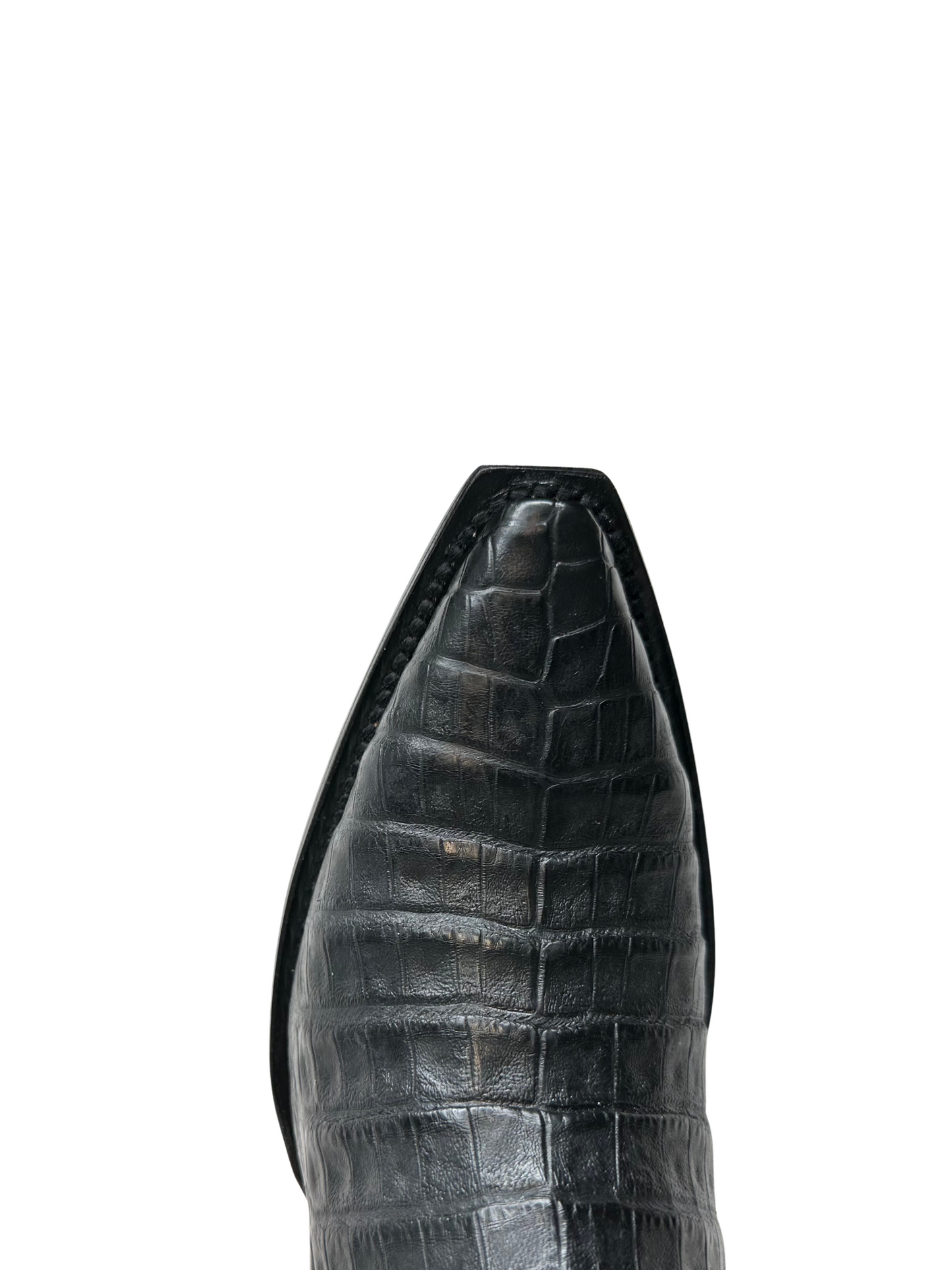 Wild West Black Genuine Caiman Belly Snip Toe Boot