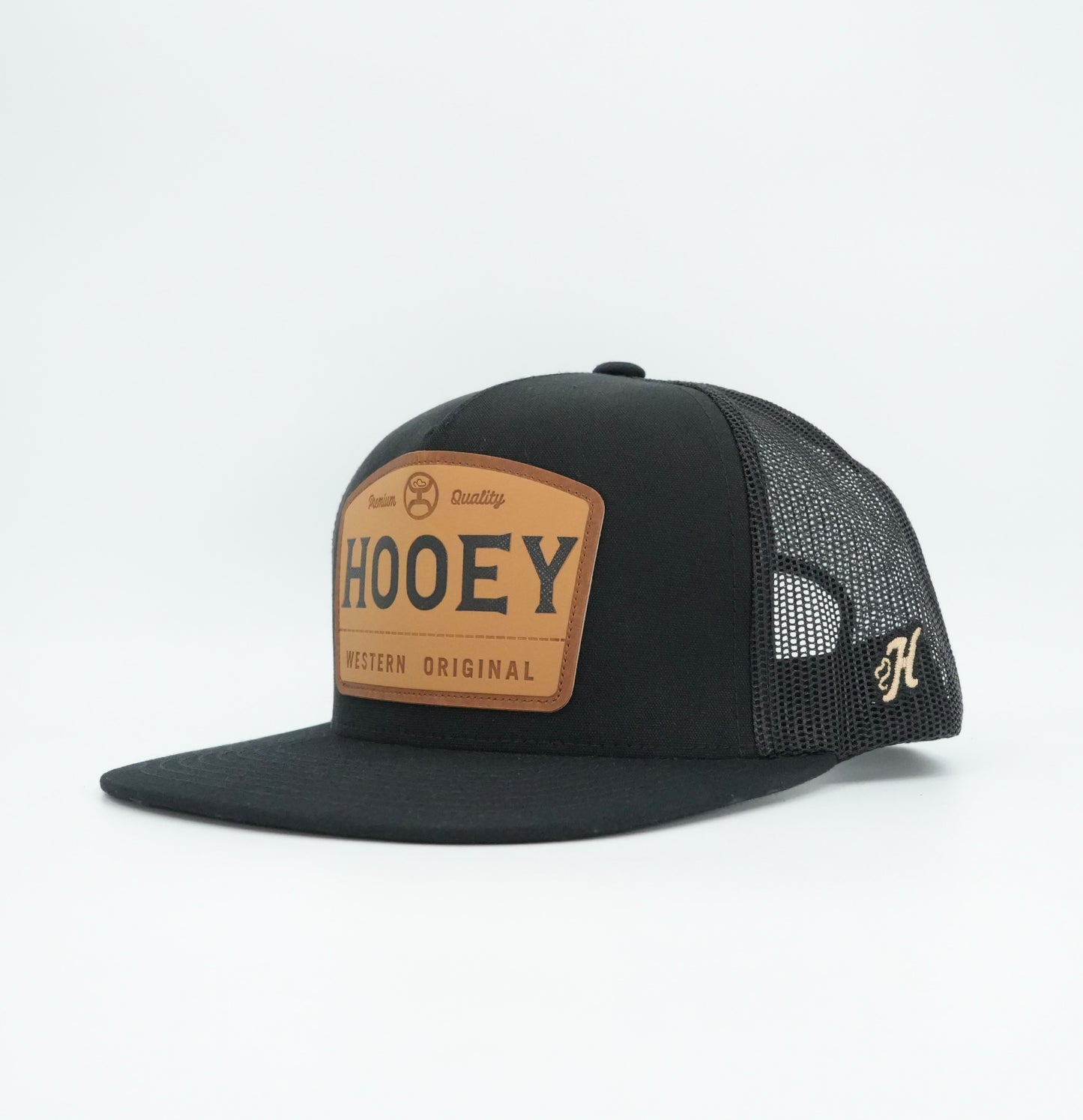 Hooey Trip Black With Tan & Brown Leather Patch Cap
