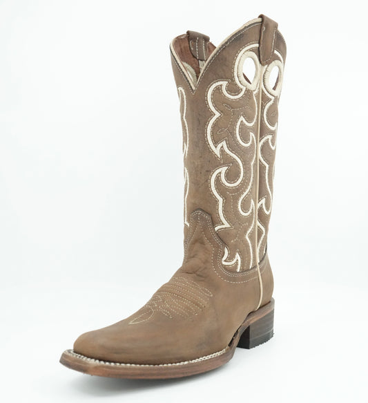 Circle G Women’s Chocolate Rustic Crazy Semi Square Toe Boot