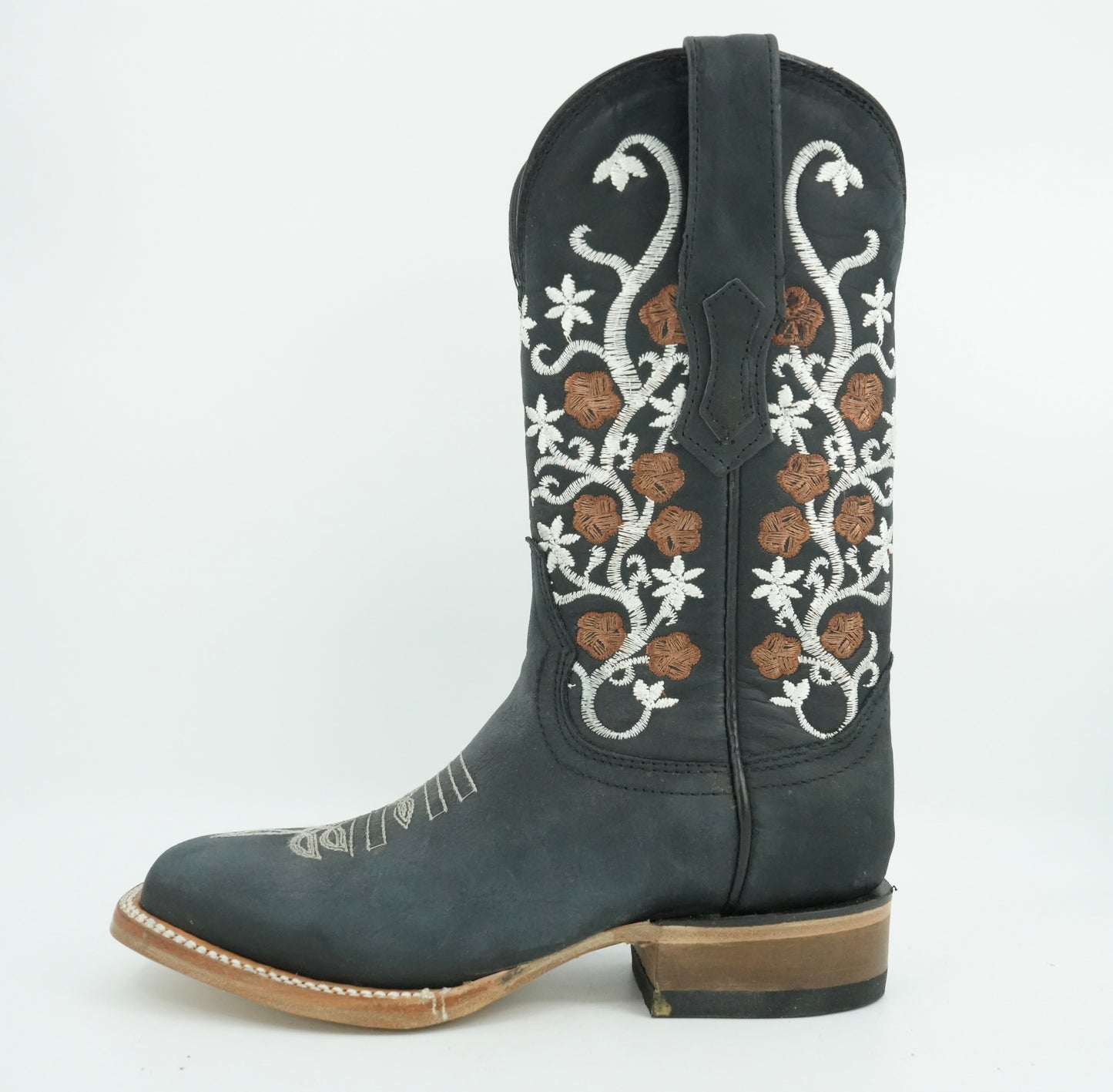 Centenario Women's Black Rustic Crazy Embroidered Square Toe Boot