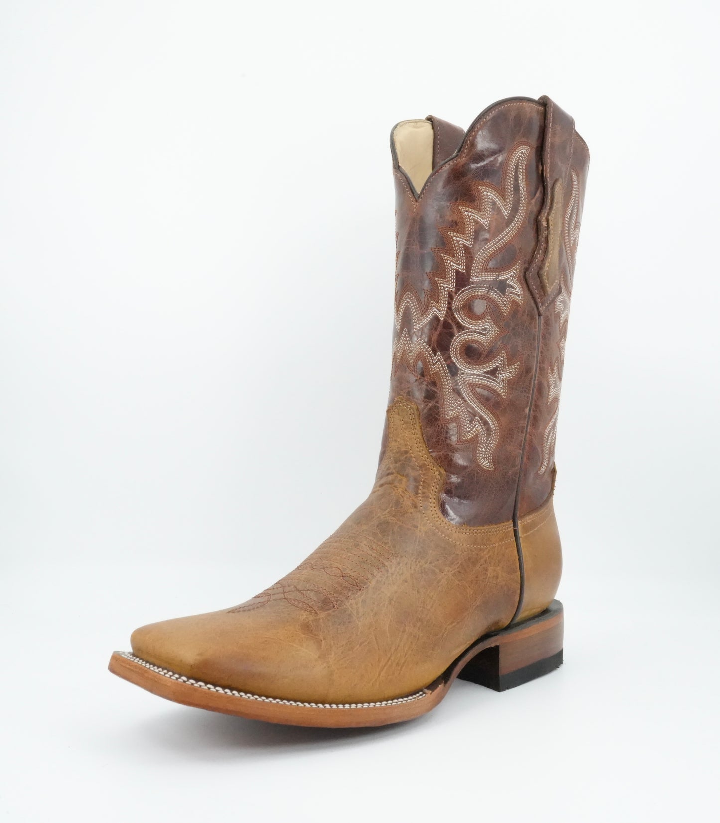 Quincy Men's Genuine Leather Honey Wide Square Toe Boot