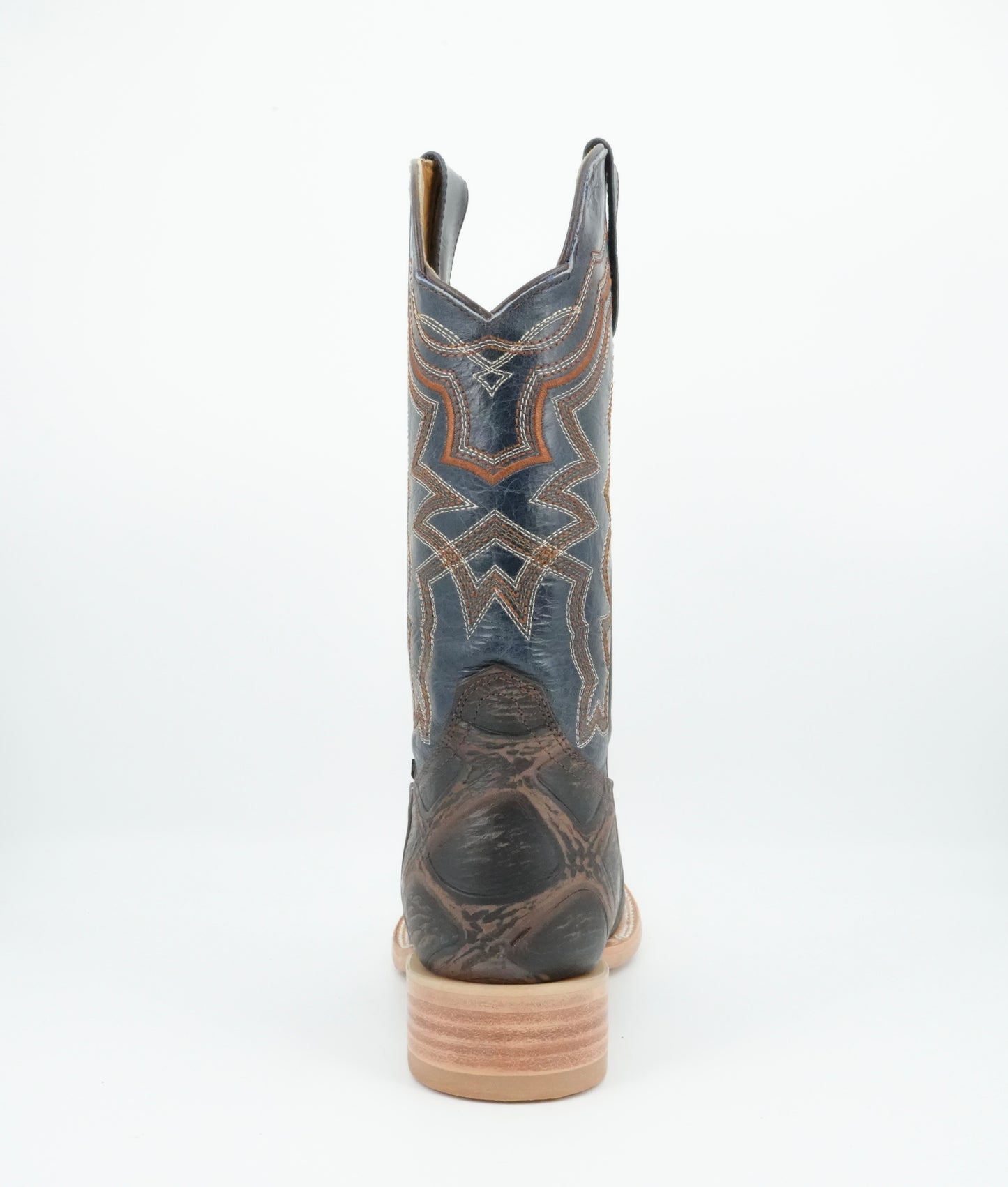 Reyme Men's Piraruco Print Brown-Navy Wide Square Toe Boot