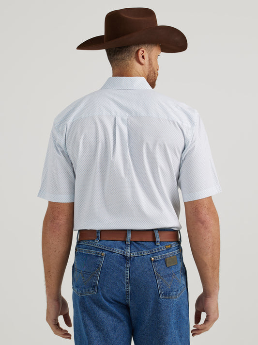 Wrangler Men's George Strait Short Sleeve Button Down Shirt Aqua Hooks