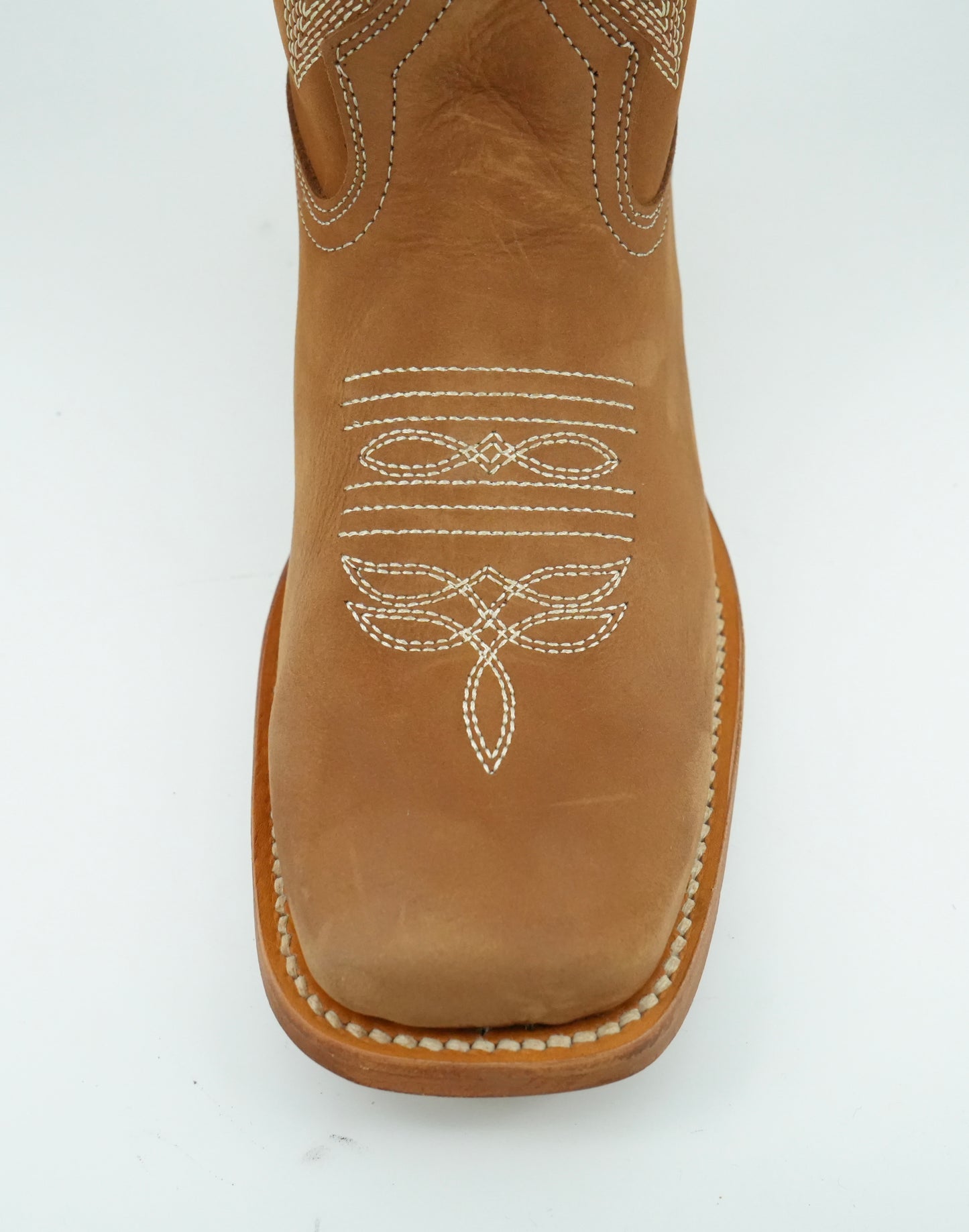 La Sierra Women's Camel Embroidered Feathers Square Toe Boot