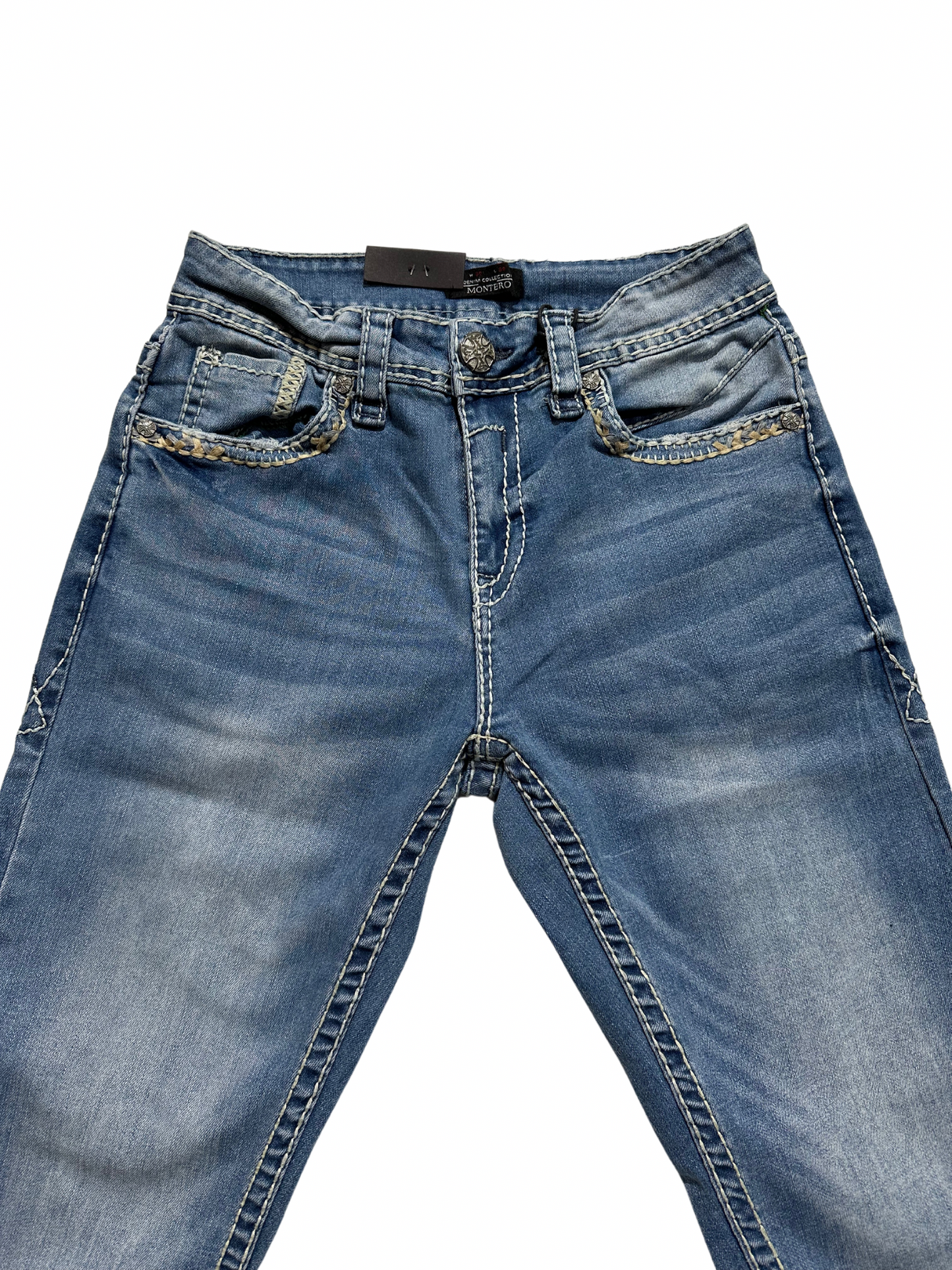 Montero Denim Ace Stitched Pocket Light Blue Modern Boot Jean