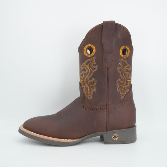 Black Stone Kid's Crazy Brown Yellow Stitched Boots
