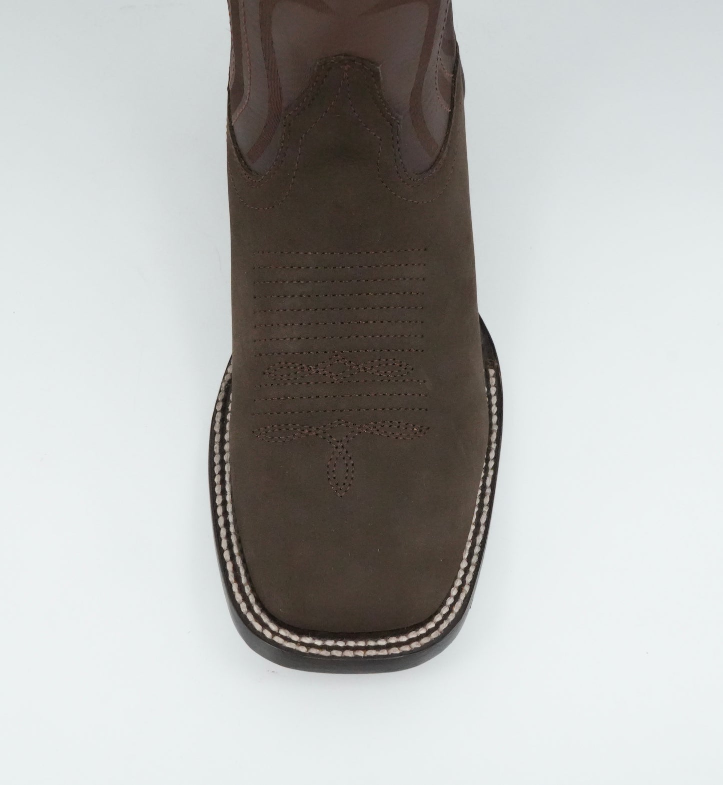 Wild West Men's Laser Nobuck Dark Tabacco Wide Square Toe Boot