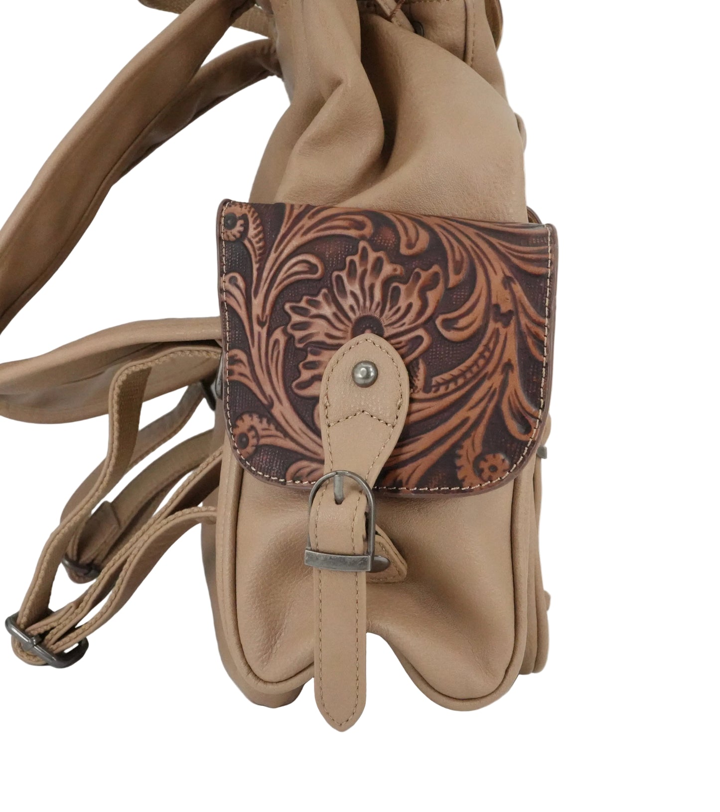 Wrangler Vintage Floral Tooled Backpack - Khaki