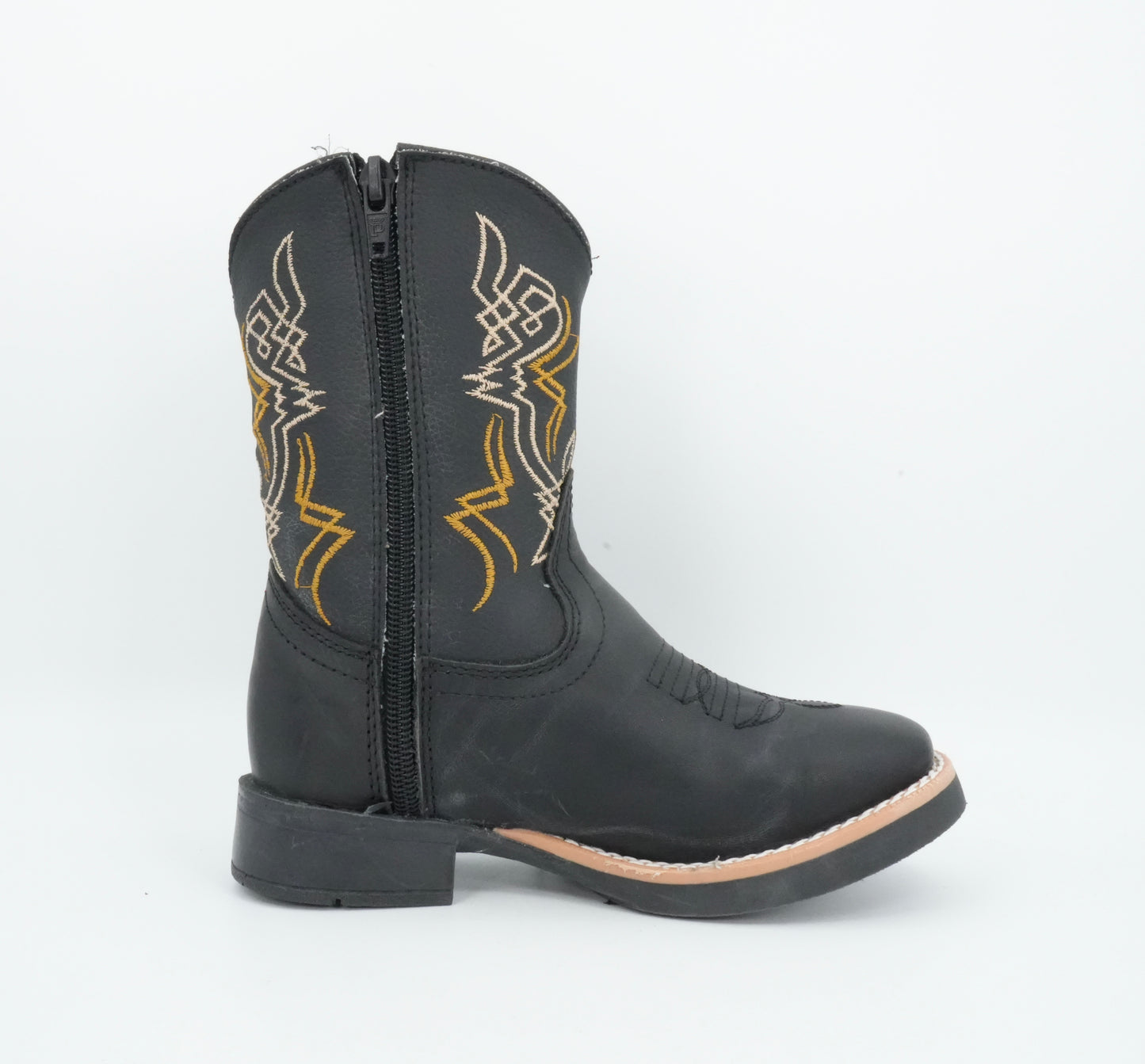A&A Kid's Black Gold Crazy Stitched Boot