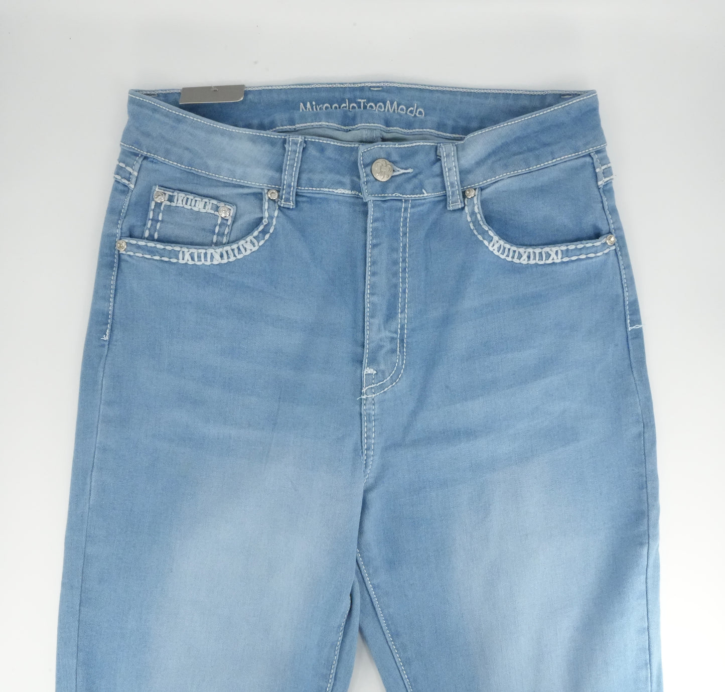 Miranda Women's Light Blue Bling Wing Cross Pocket Bootcut Jean