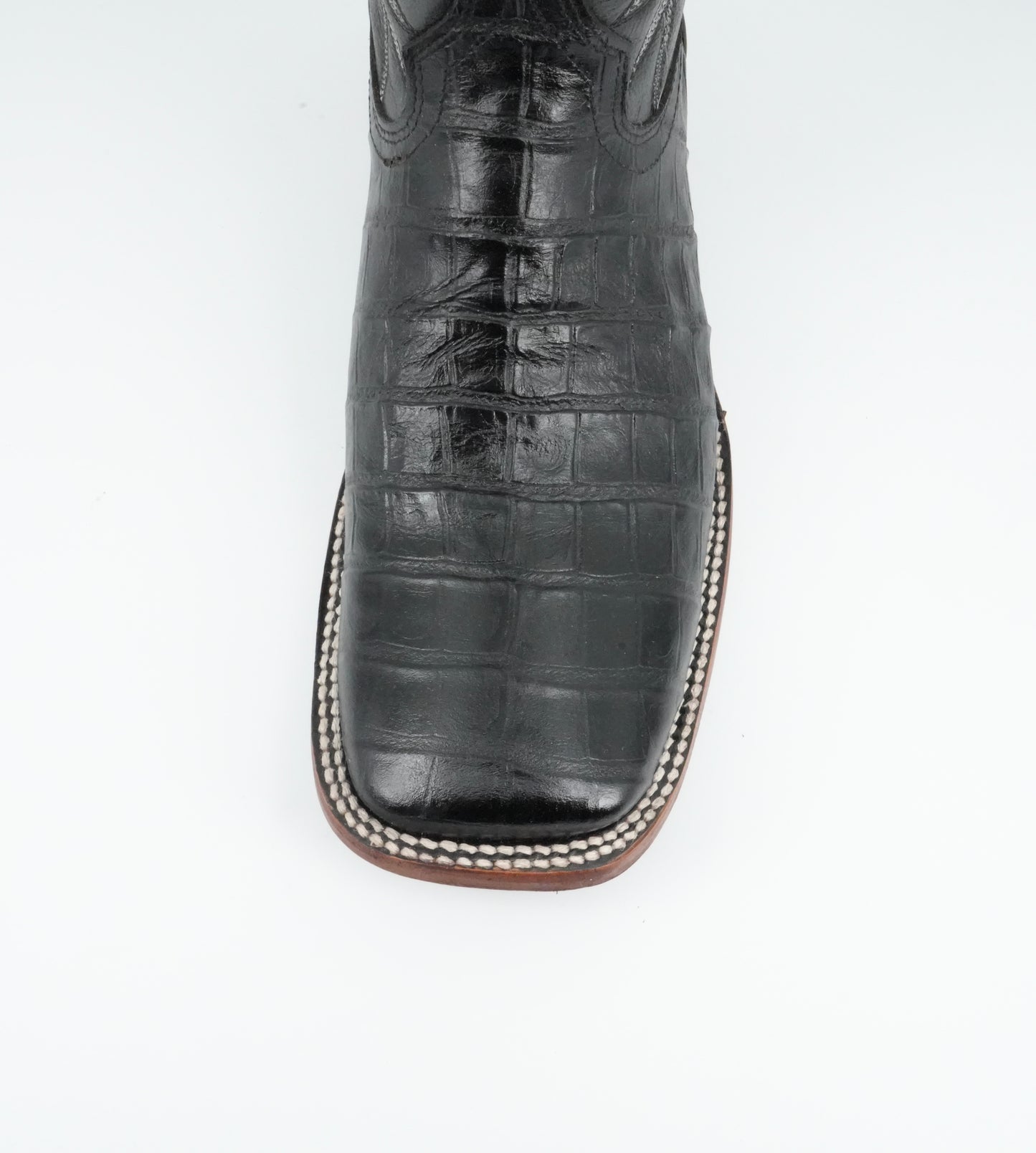 Quincy Men's Alligator Belly Print Black Wide Square Toe Boot