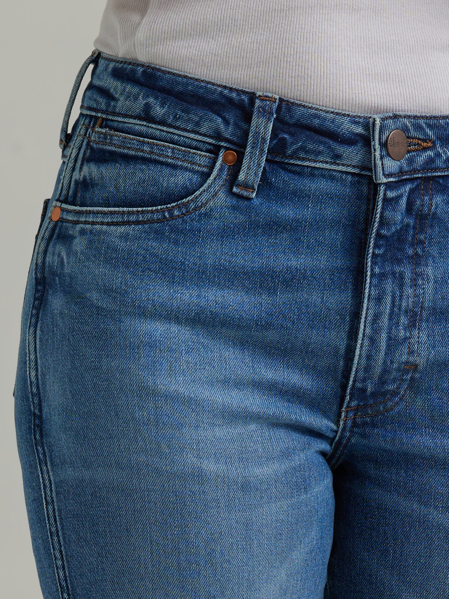 Wrangler Women's Retro Bailey Medium Blue High Rise Trouser Jean