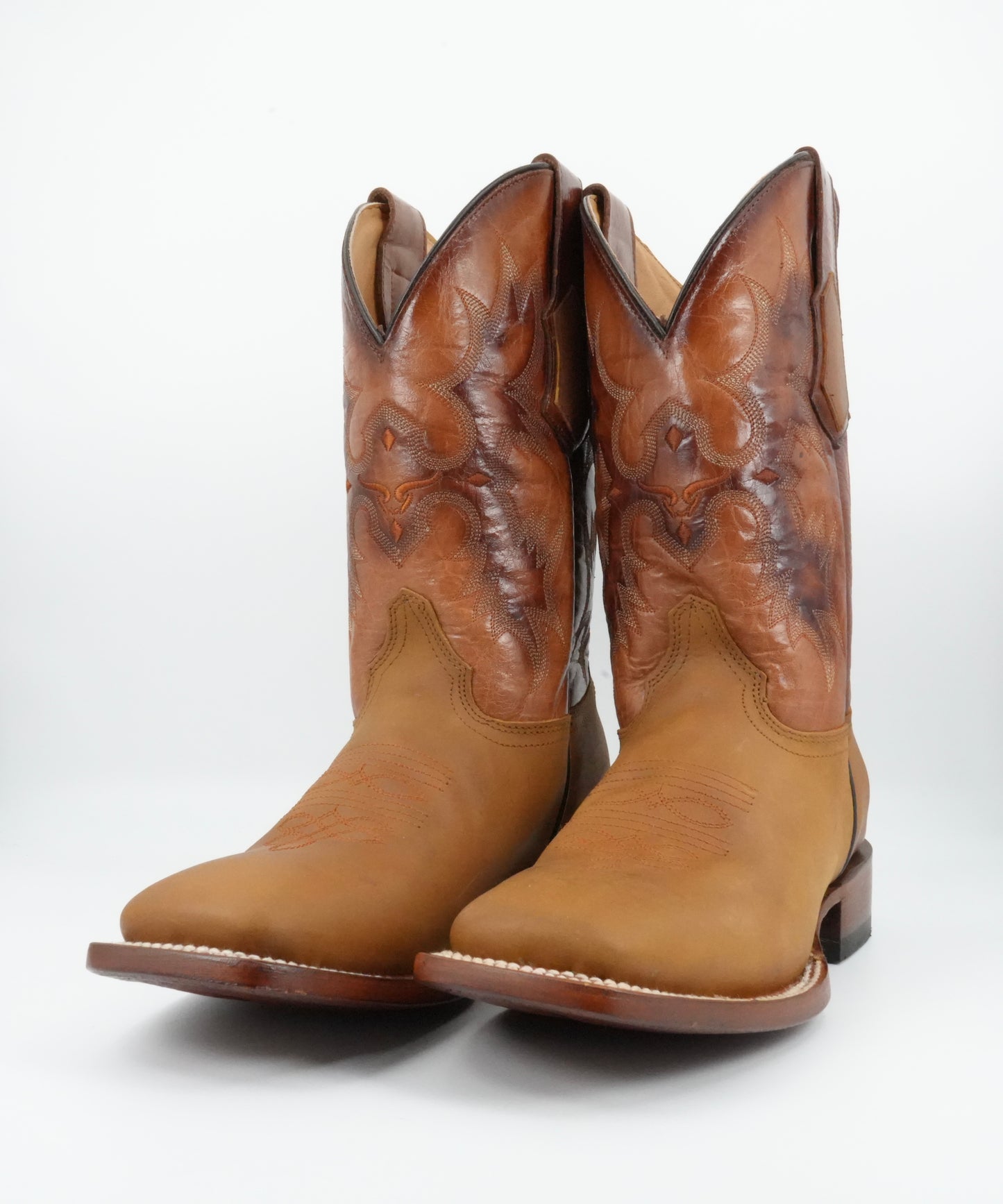 Quincy Men's Crazy Leather Honey Wide Square Toe Boot