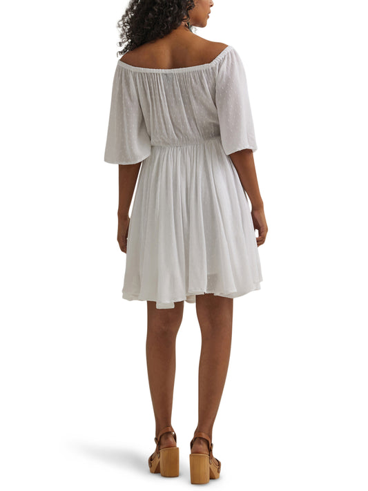 Wrangler Retro Dotted Flutter White Dress