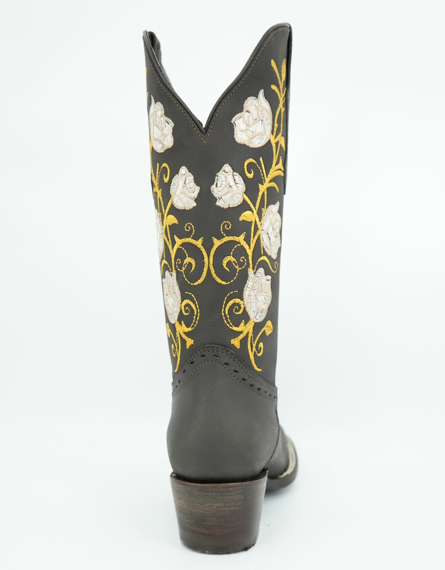 White Diamond Women's Roses Square Toe Leather Boot Brown