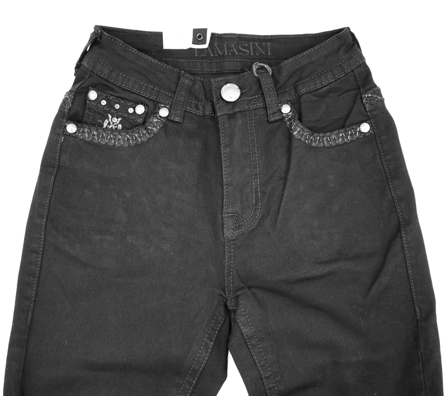 Lamasini Women's Bling Floral Bootcut Jean Black
