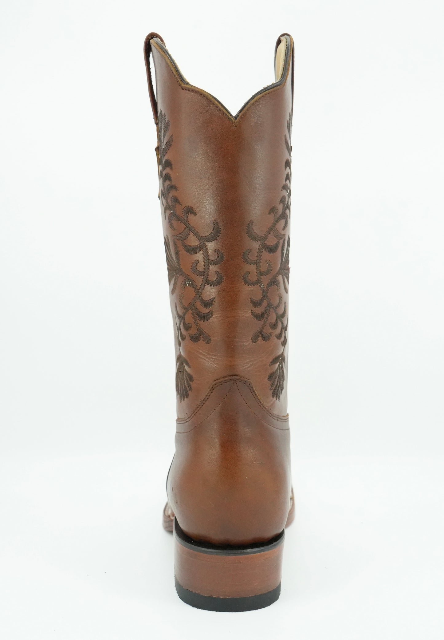 A&A Women's Mahogany Genuine Leather Wide Square Toe Boot