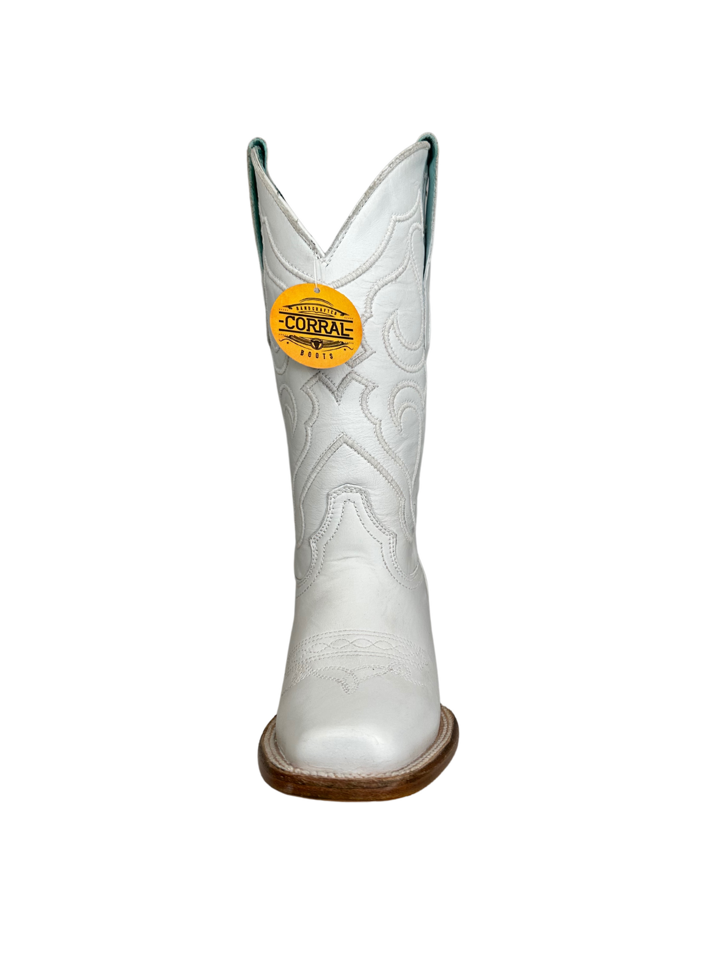 Corral Women's White Leather Embroided Square Toe Boot