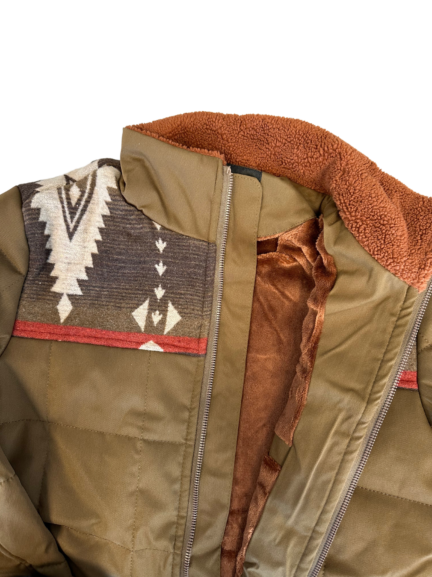 Lamasini Brown Tribal Puffer Jacket