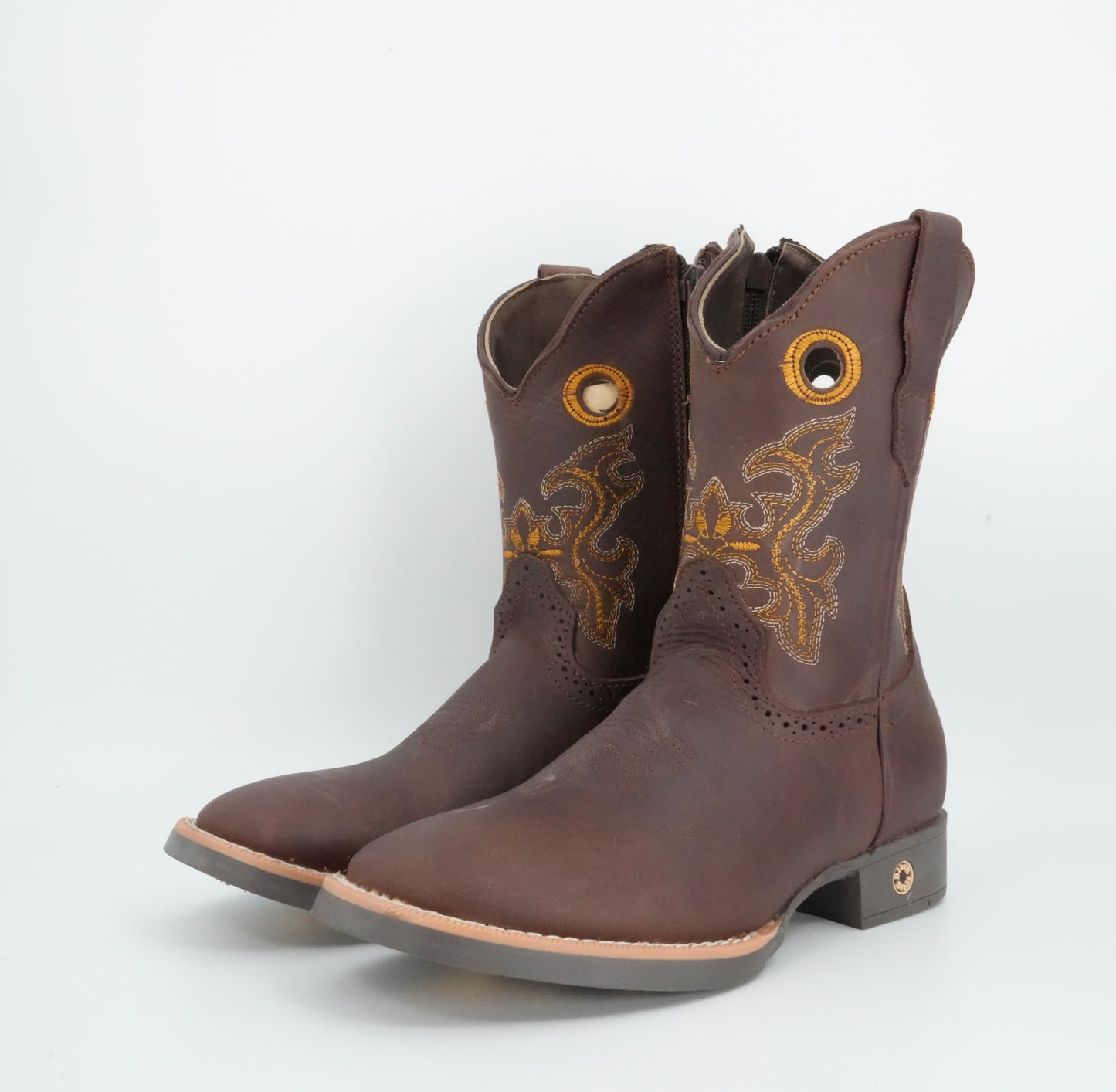 Black Stone Kid's Crazy Brown Yellow Stitched Boots