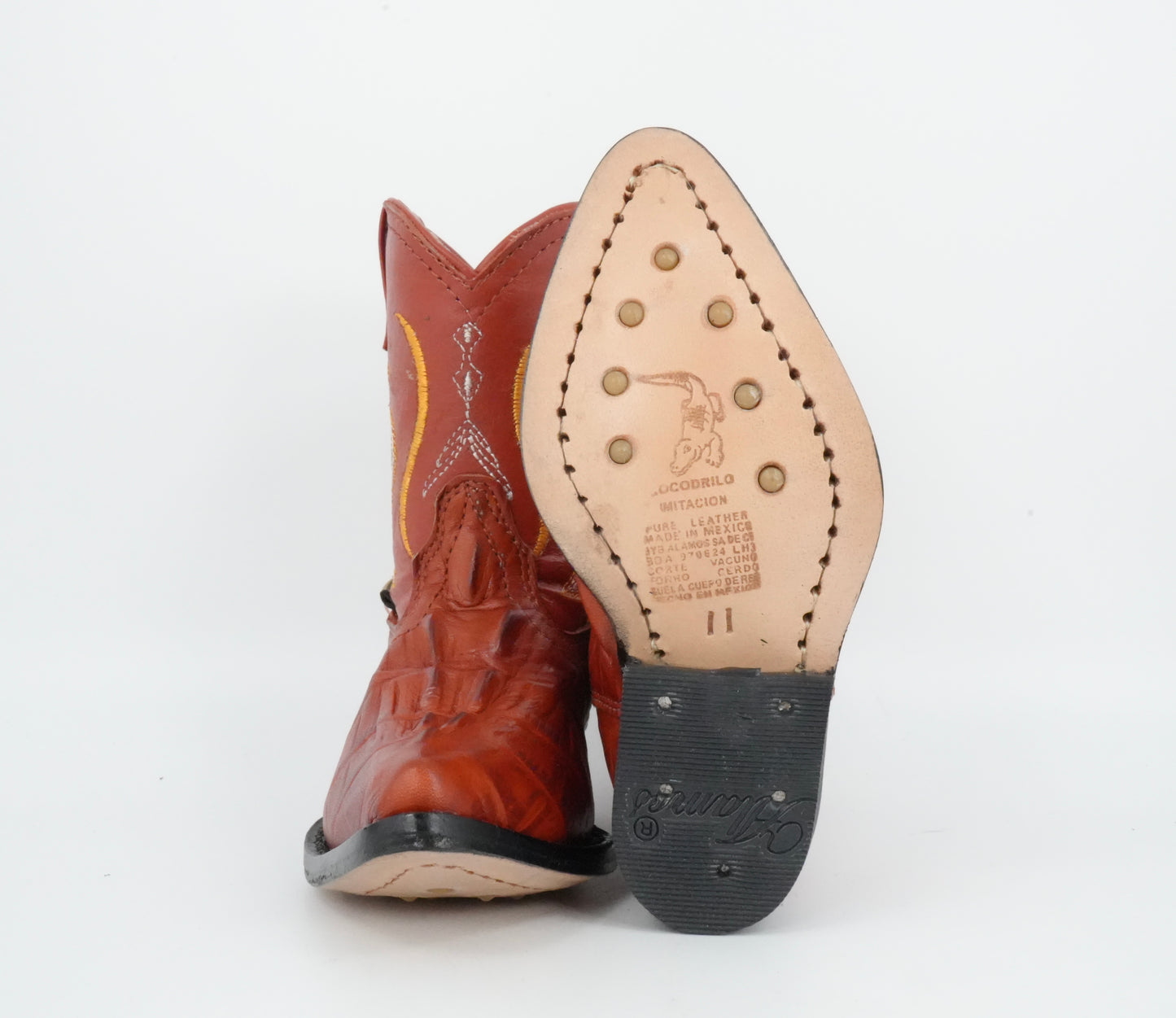 Alamos Toddler Cognac Imitation Caiman Tail Boot