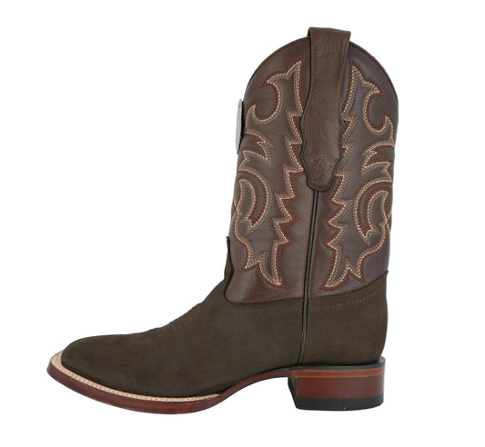 Los Altos Men's Nobuck Dark Tobacco Wide Square Toe Boot