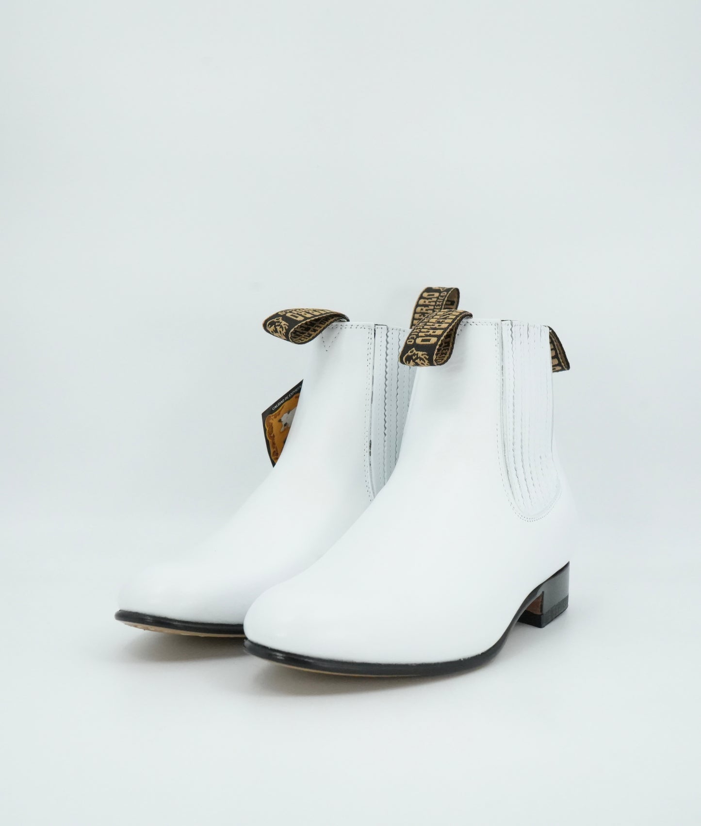 Besserro Kid's Leather Charro Short Boot - White