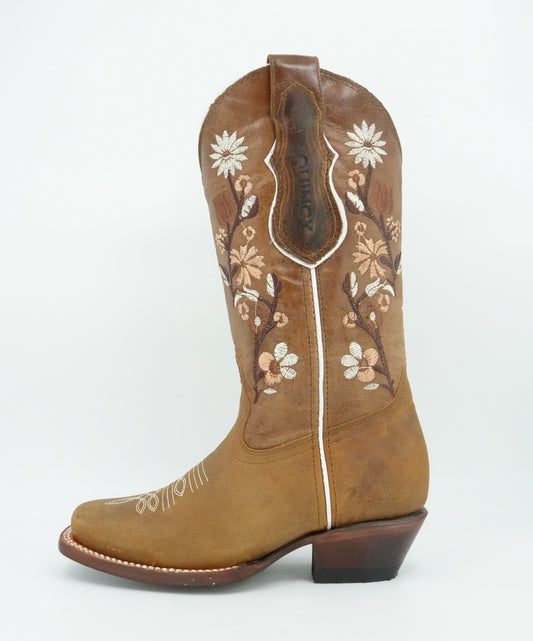 Quincy Women's Embroidered Crazy Honey Narrow Square Toe Boot