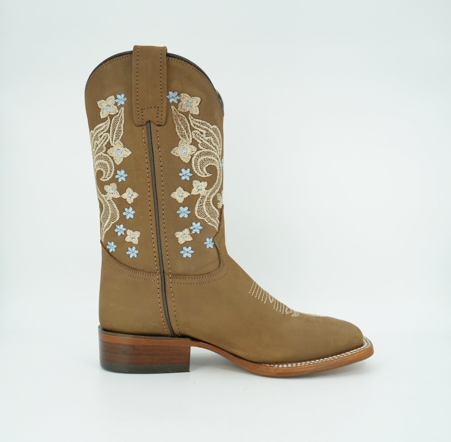 Calzatti Women's Avellana Blue Nobuck Wide Square Toe Boot