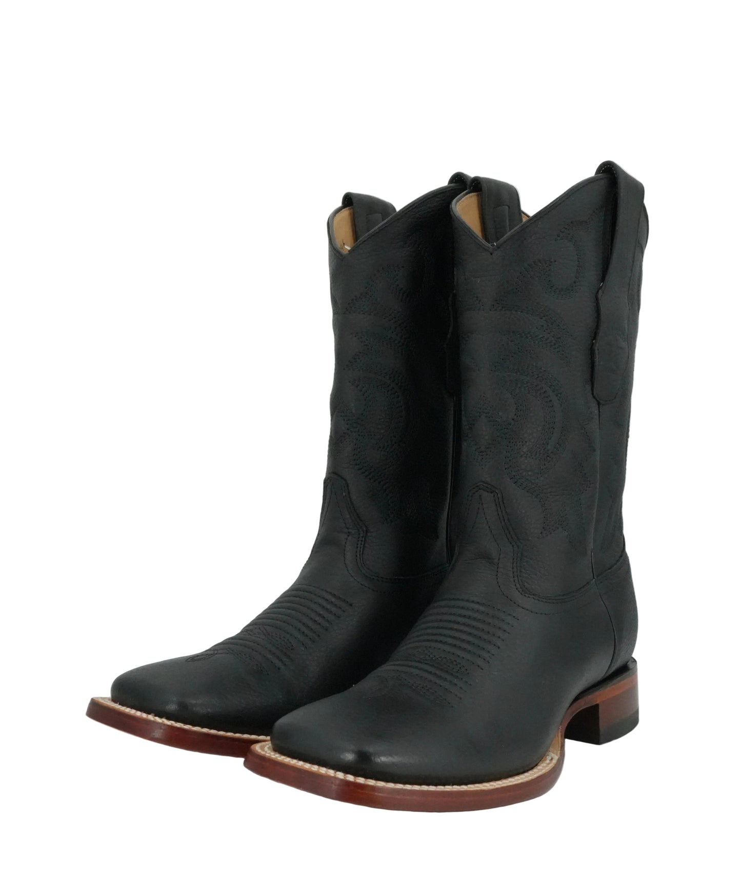 Los Altos Men's Grisly Leather Black Wide Square Toe Boot