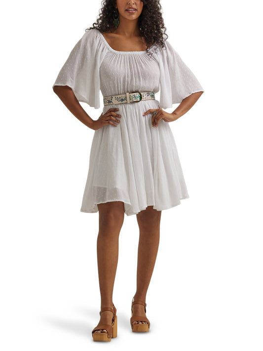 Wrangler Retro Dotted Flutter White Dress