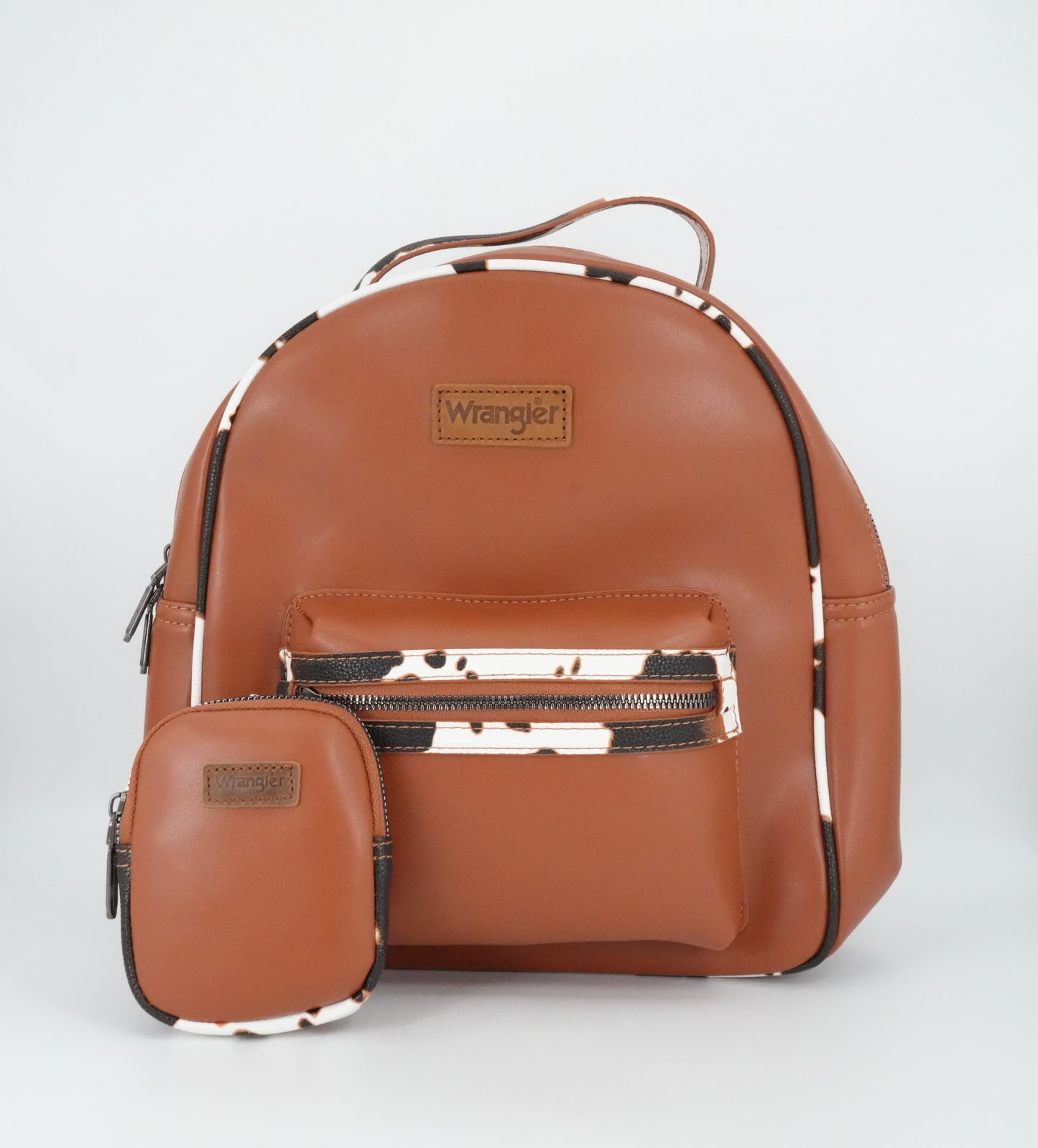 Wrangler Cow Print Backpack With Coin Pouch - Brown