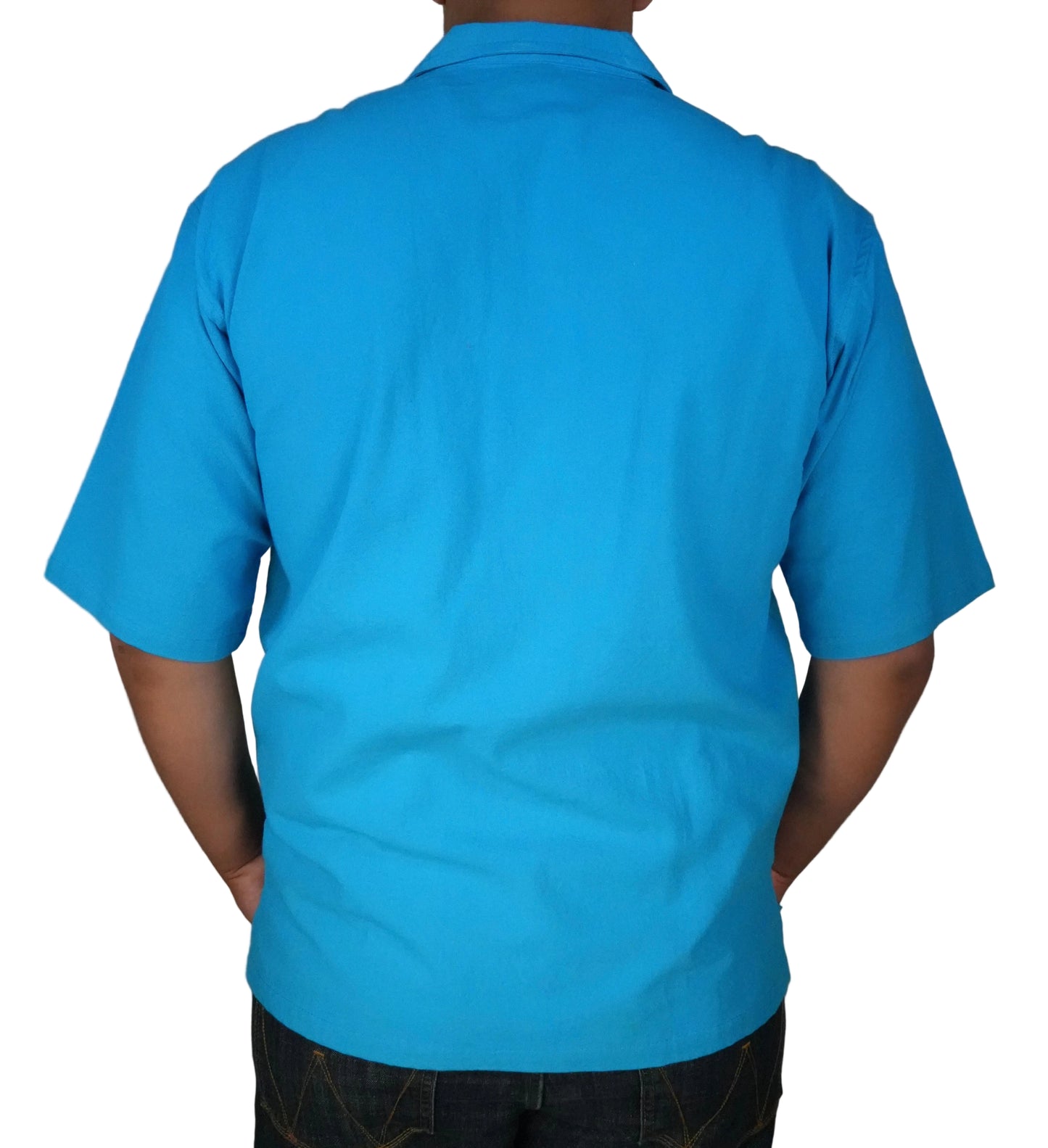 Men's Short Sleeve Cotton Guayabera - Blue