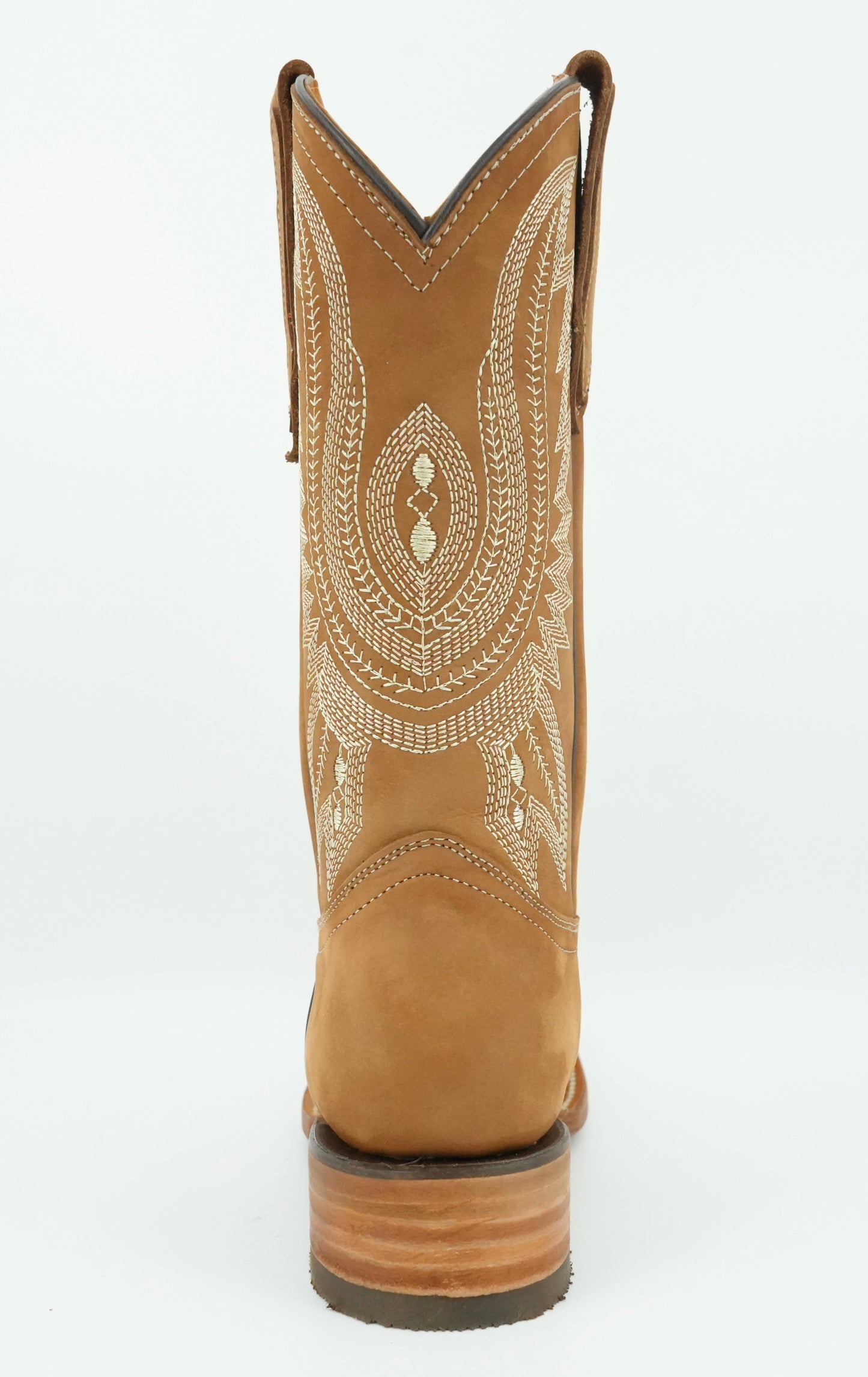 La Sierra Women's Camel Embroidered Feathers Square Toe Boot