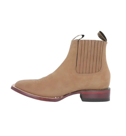 Wild West Men's Short Boot Wide Toe Nubuck - Taupe