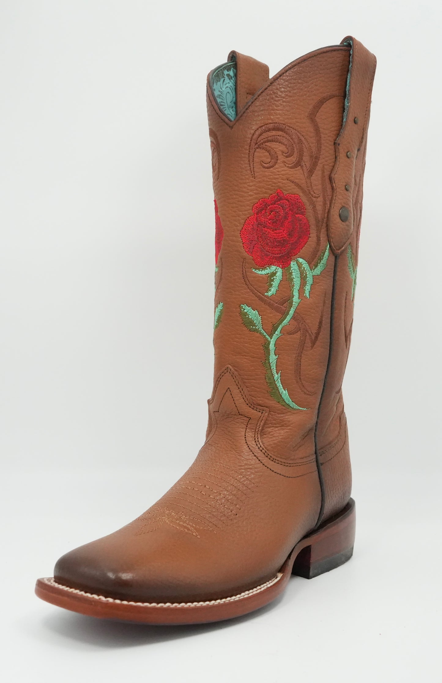 Quincy Women's Roses Grisly Honey Wide Square Toe Boot