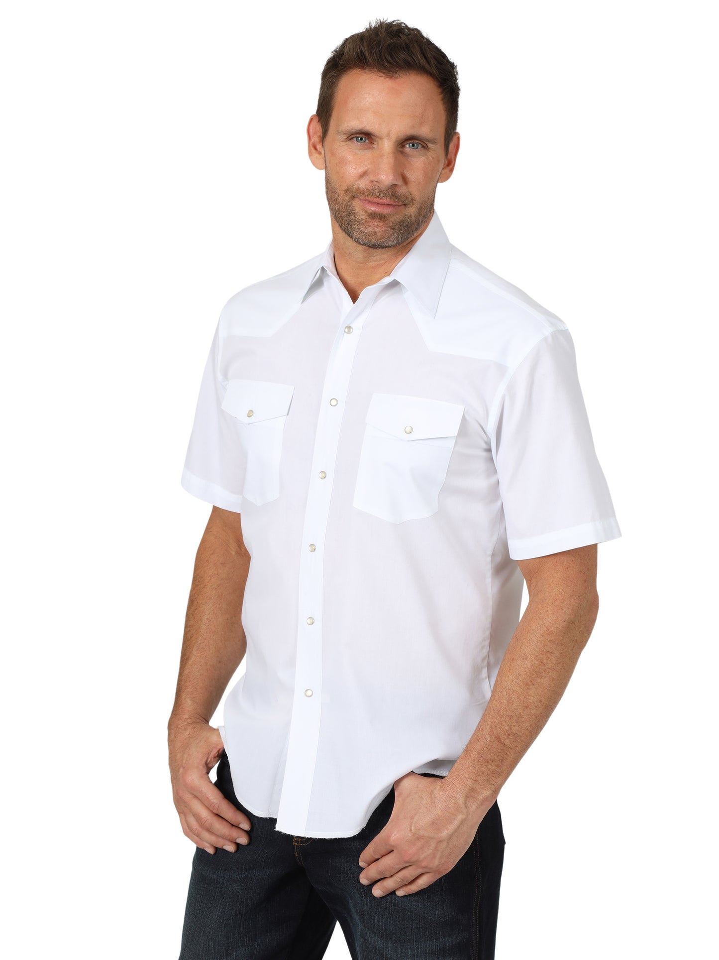 Wrangler White Short Sleeve Western Snap Shirt
