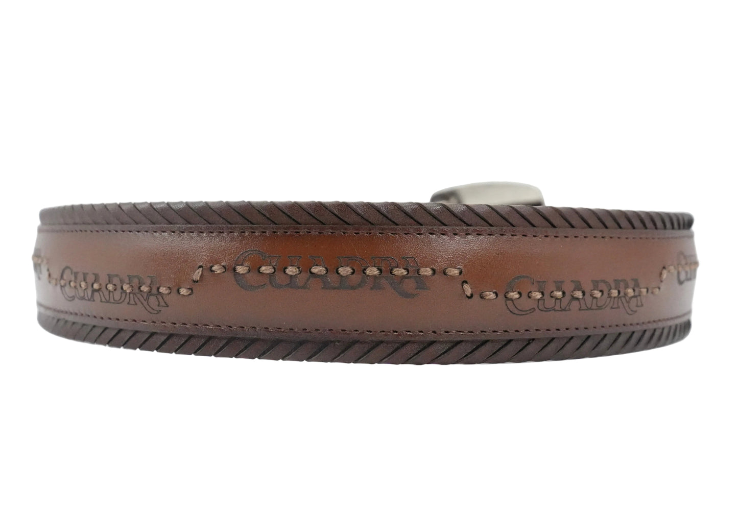 Cuadra Men's Laser Engraved Bovine Leather Belt - Honey