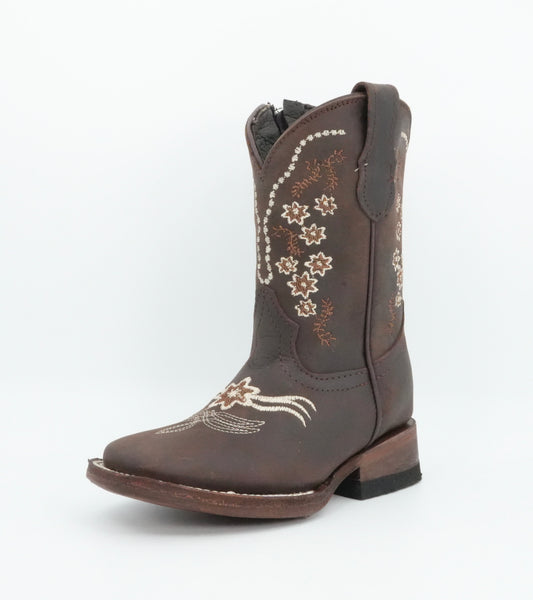 Chaparral Kid’s Crazy Flower Embroidery Chocolate Boot