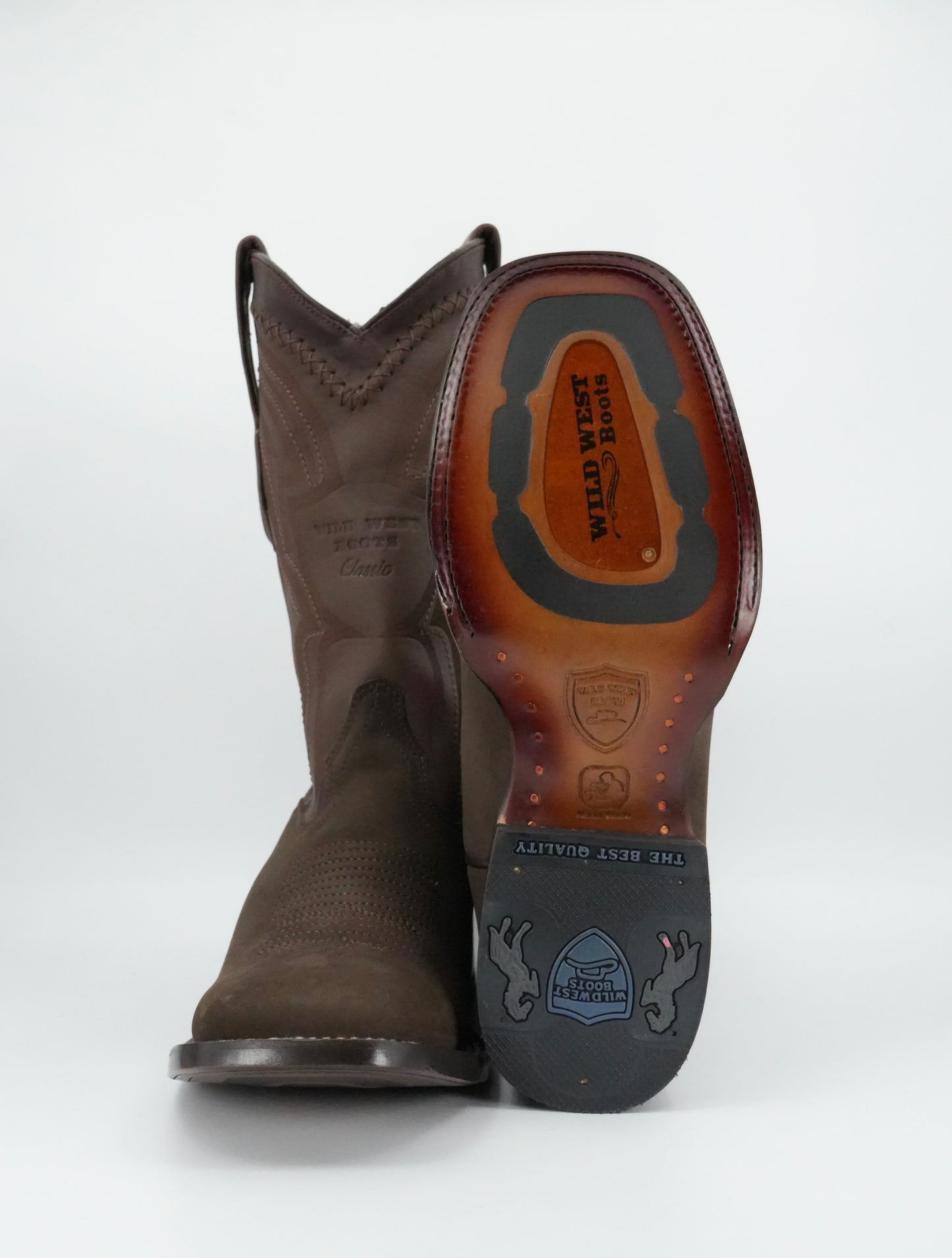 Wild West Men's Laser Nobuck Dark Tabacco Wide Square Toe Boot