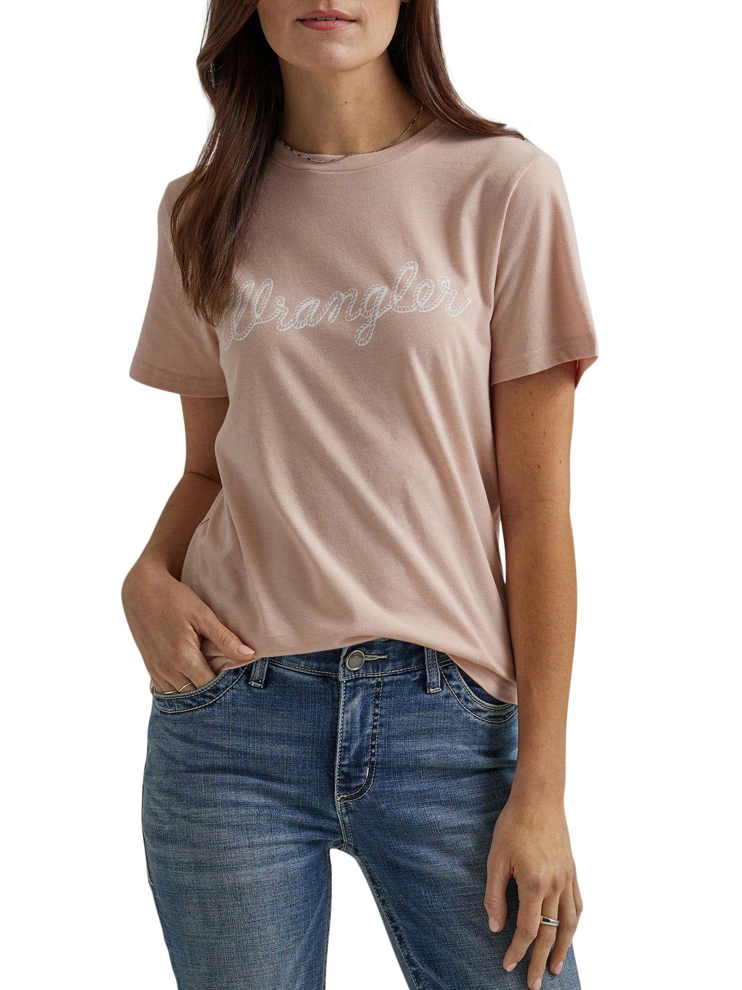 Wrangler Women's Rope Logo Short Sleeve Peach Tee