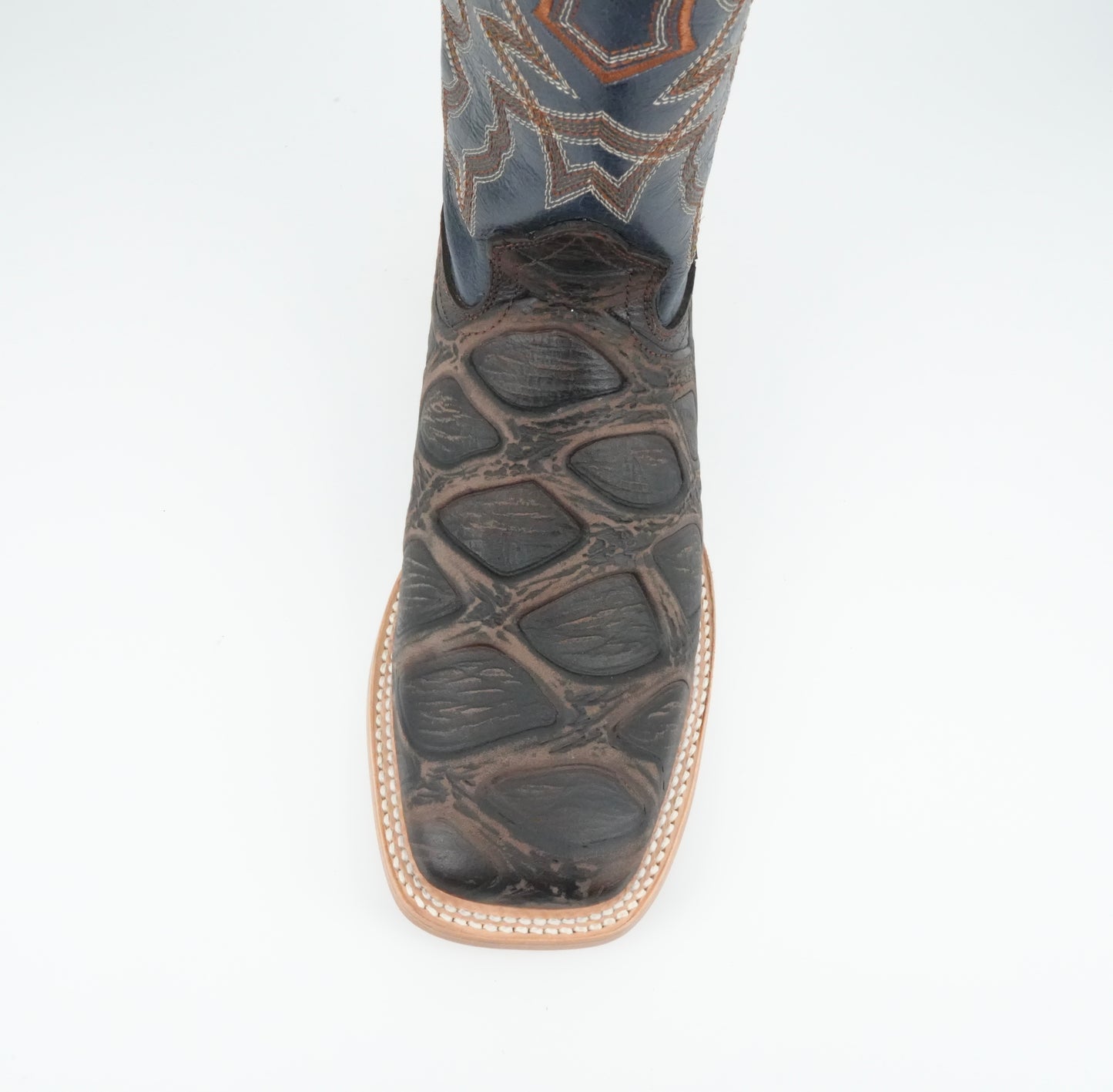 Reyme Men's Piraruco Print Brown-Navy Wide Square Toe Boot