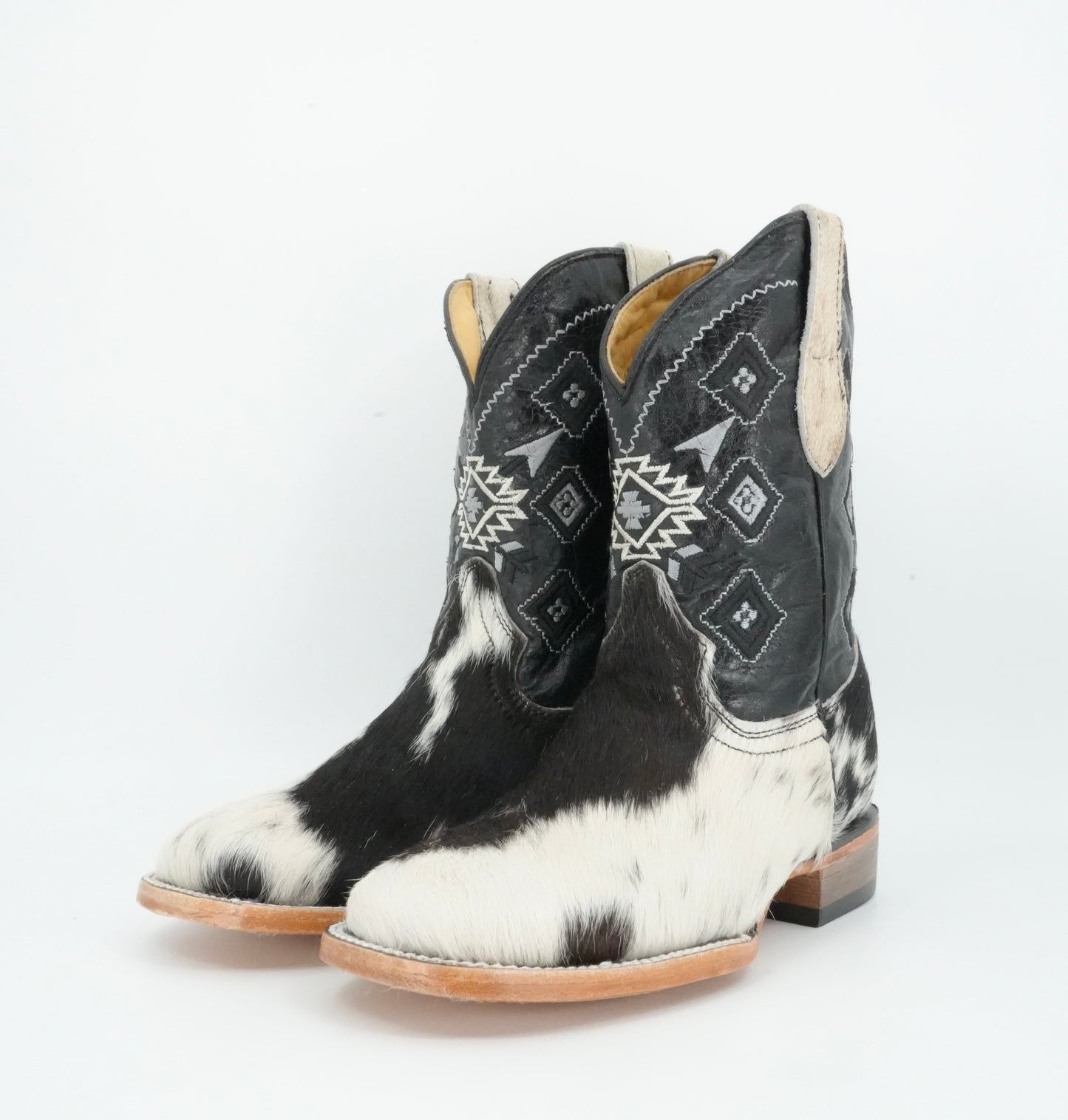 Rock'em Kid's Cow Hair White/Black Boots Size: 1 US / 21 MEX *AS SEEN ON IMAGE*